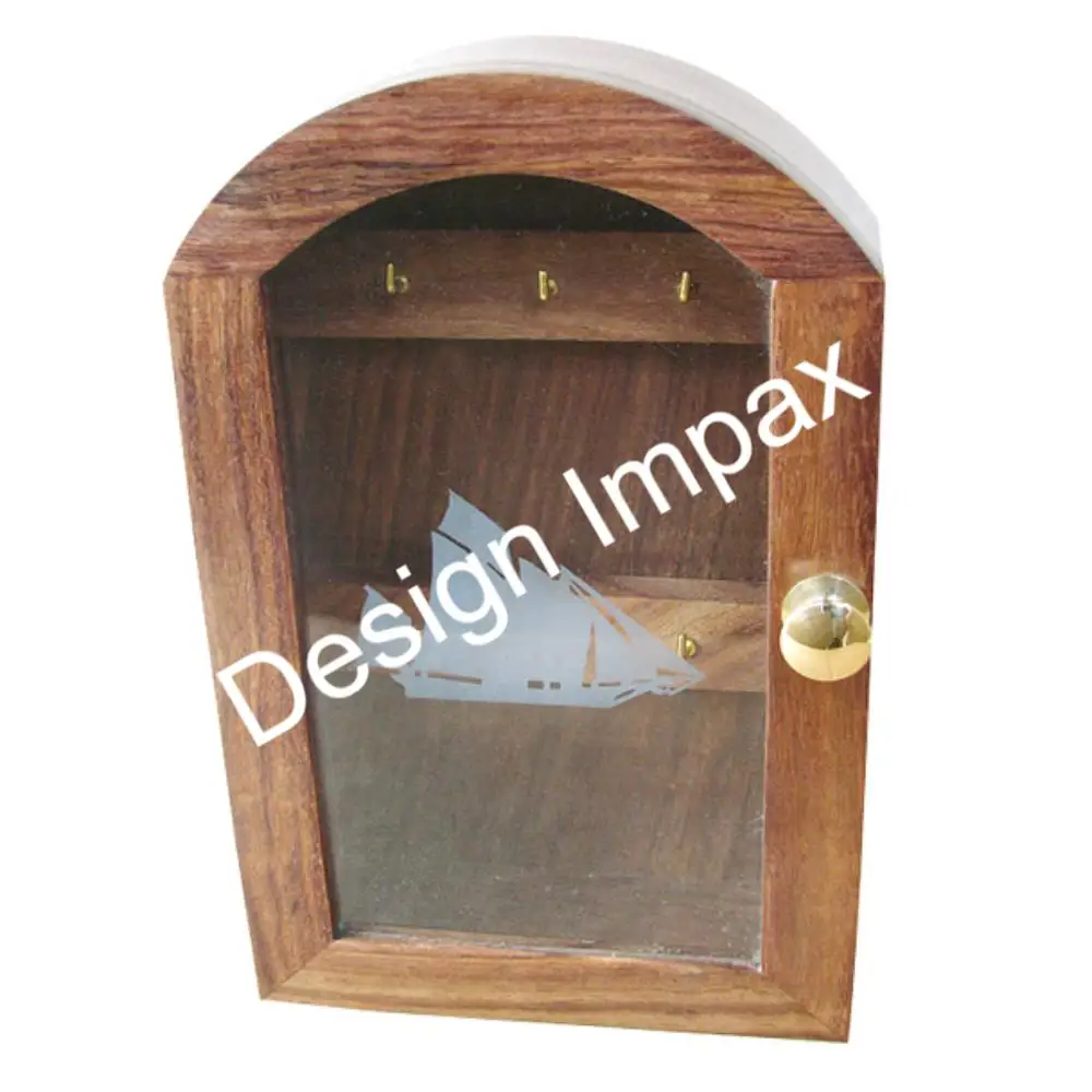 Wood Showcase Box With Hooks Nautical Items Storage Box Best Selling Eco Friendly Show Case for Ship Items Displaying