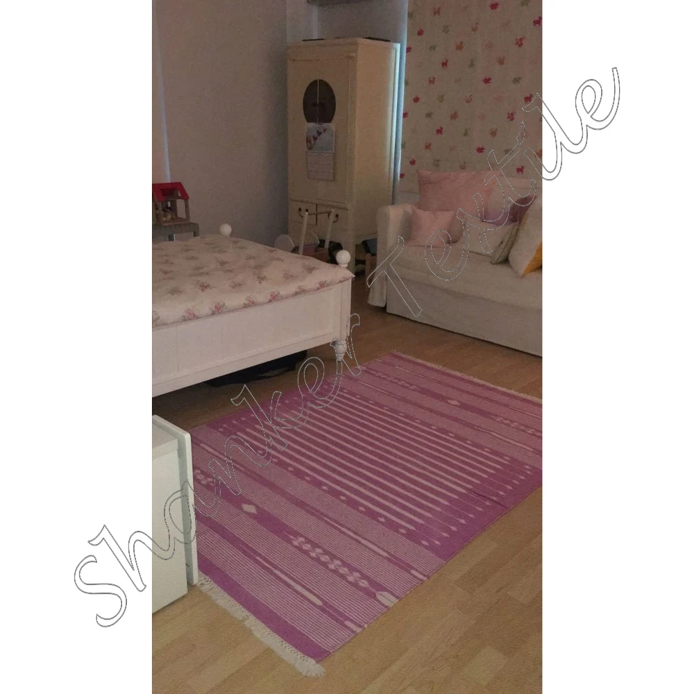 Cotton Boho Throw Rug Luxury Hand Knotted Rugs Living Room Carpet Vintage Moroccan Rugs Made In India