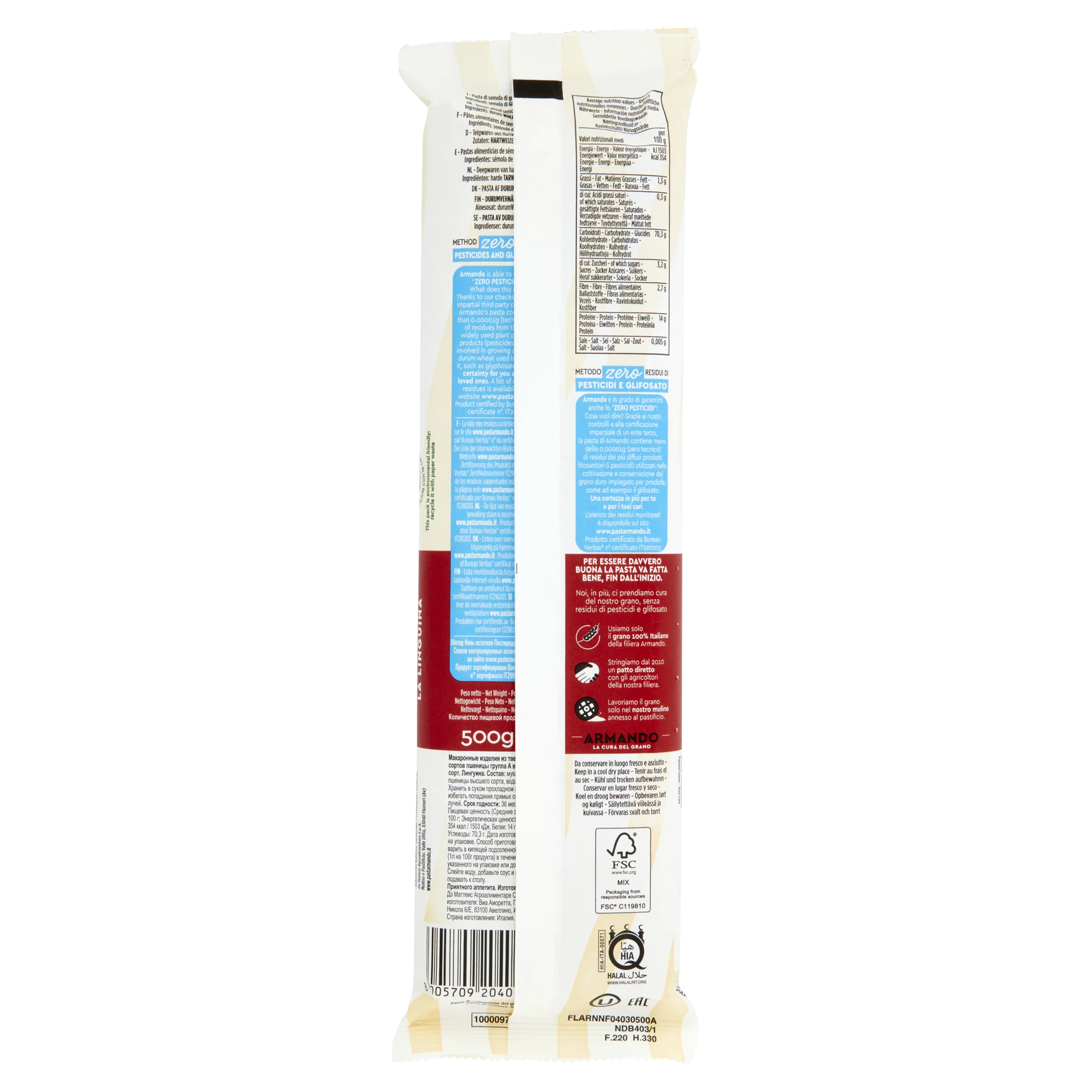 High Italian Quality Zero Pesticid Dry pasta 500g Linguina in bag Rough Die Durum Wheat Pasta for Wholesale