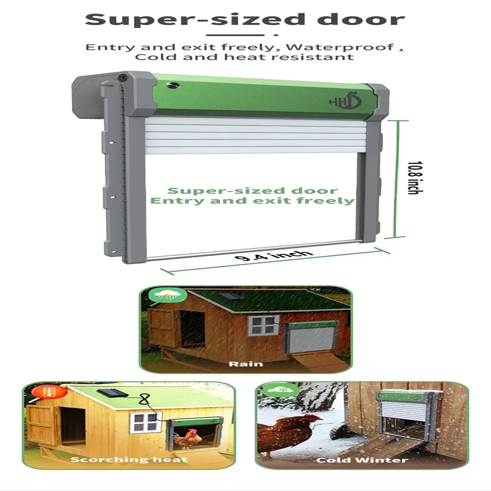 Solar Powered Light Sensing Remote Control Automatic Chicken Coop Door