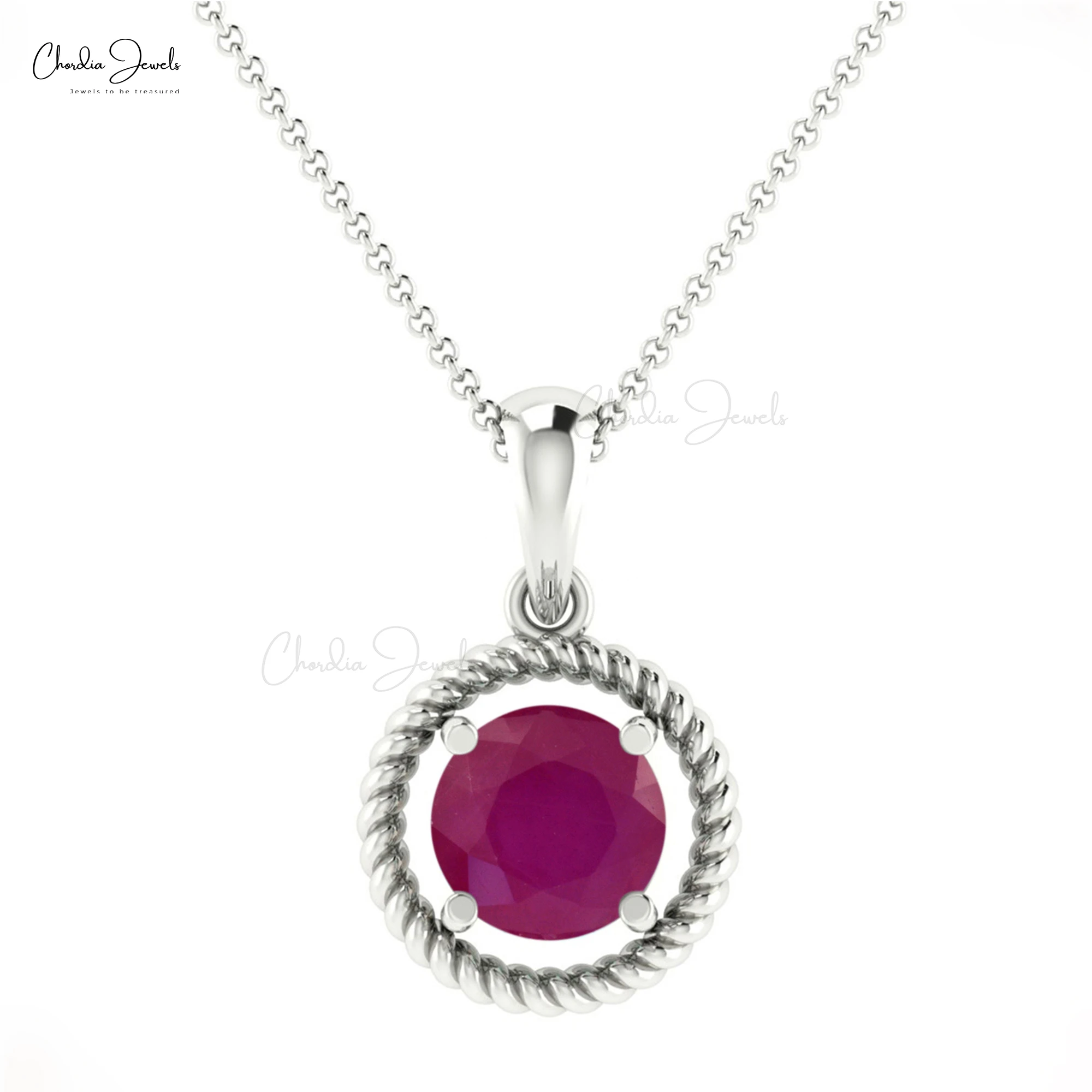 New Year Eve Spiral Pendant Necklace in 14k Solid Gold For Her Genuine Red Ruby Gemstone Pendant Wholesaler Supplier From India