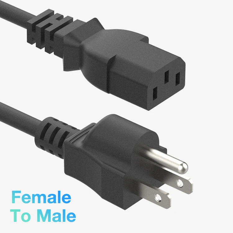 Factory Direct 3 Pin Prong Plug Cable USA 3Pin 10A 13A 16A 125V-250V AC Cords Electric Lead IEC C13 US Power Cord