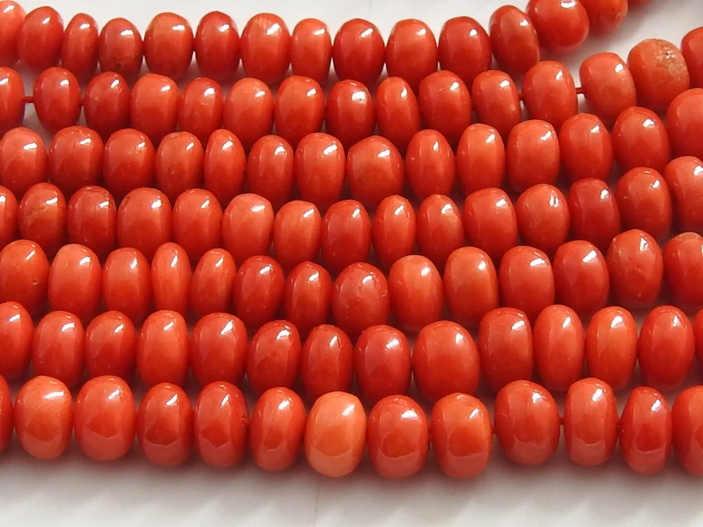 Italian Red Coral Smooth Roundel Bead Handmade Loose Stone For Making Jewelry Bracelet Necklace Wholesaler Supplies