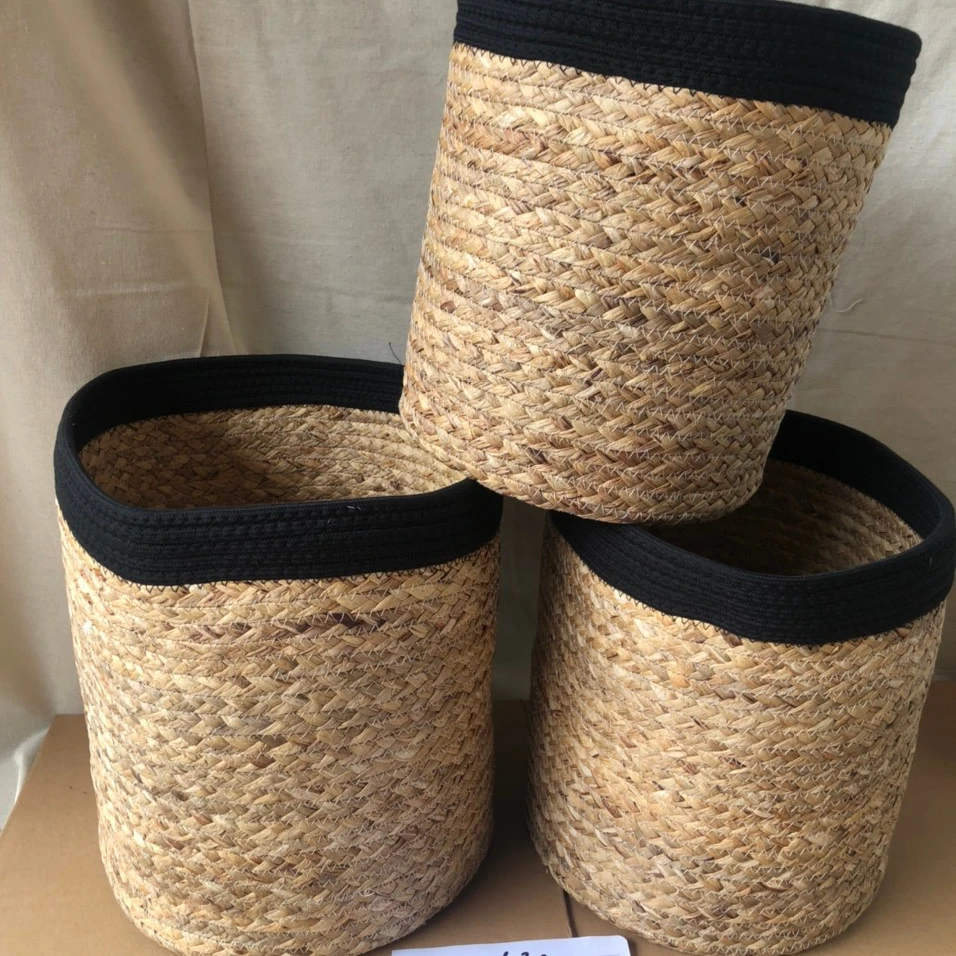 New design packs basket from water - hyacinth and cotton rope material handmade from Vietnam.