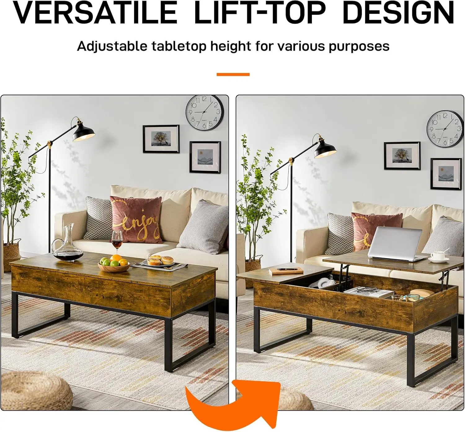 Luxury Nordic Living Room Multifunction Lift Up Coffee Tables Wooden Lift Top Coffee Table With Hidden Compartment