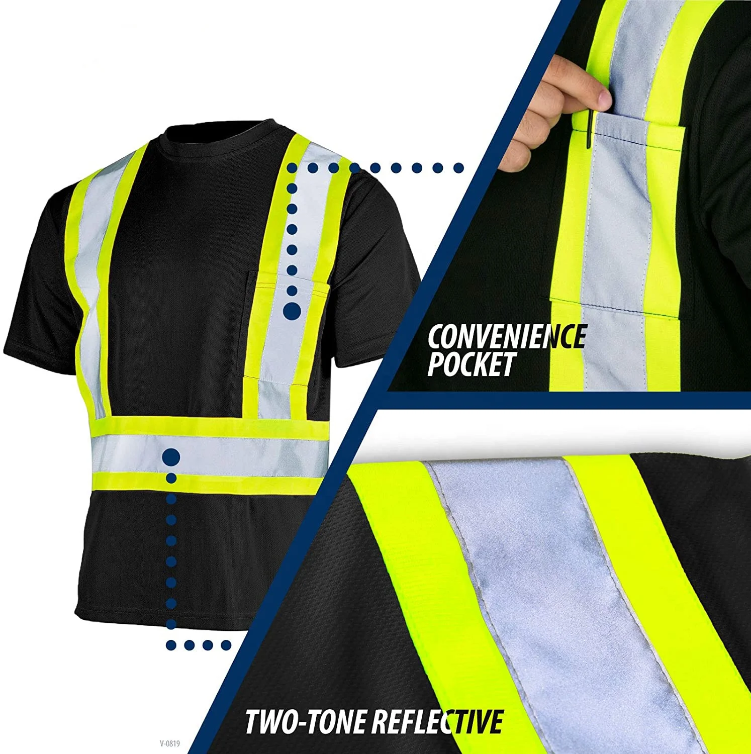 Оптовая продажа рабочая одежда от производителя двухцветная Светоотражающая Защитная футболка Рабочая Футболка с высокой видимостью и коротким рукавом