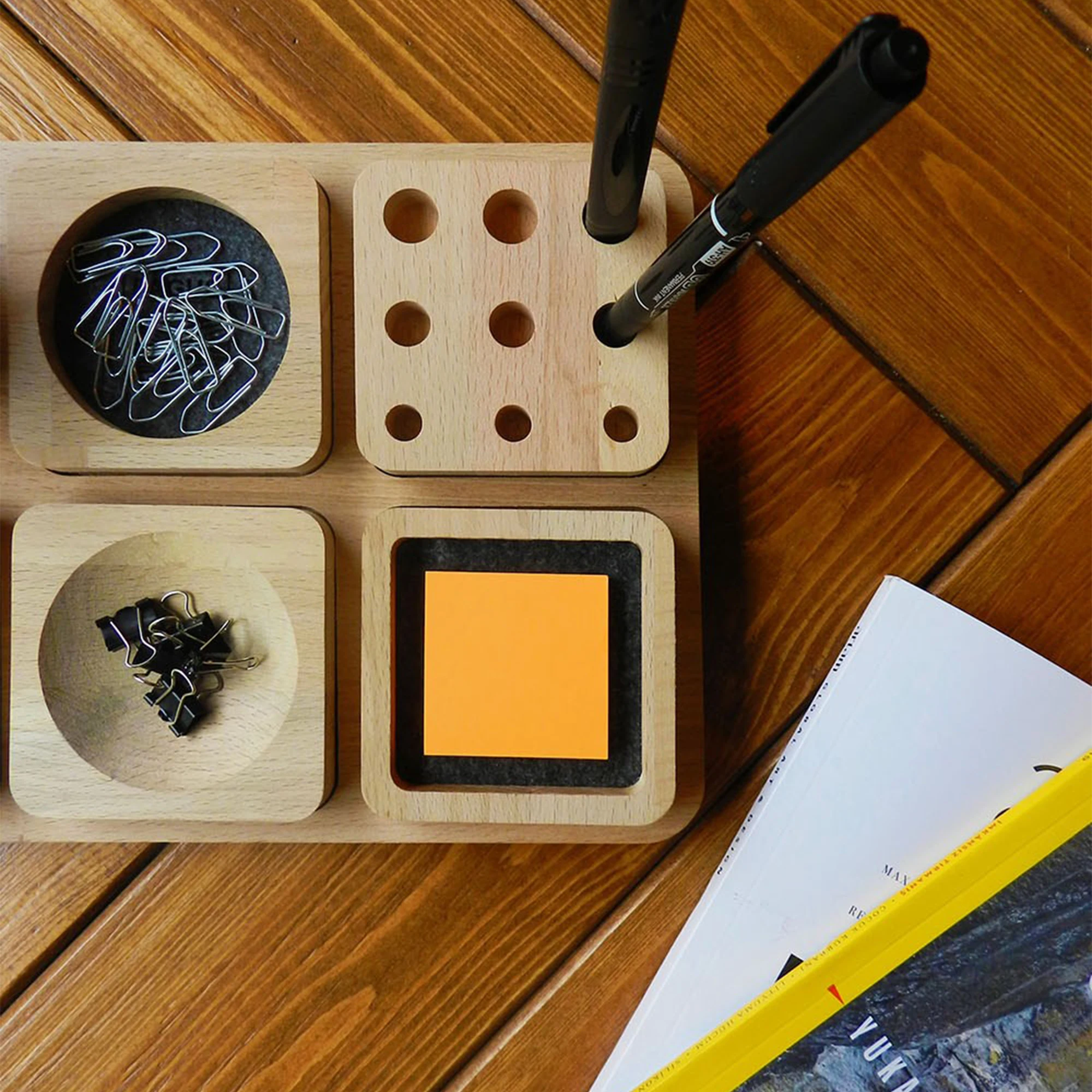 Phone accessory pencil case card holder wooden table organizers workplace organization office desk organizen phone stand