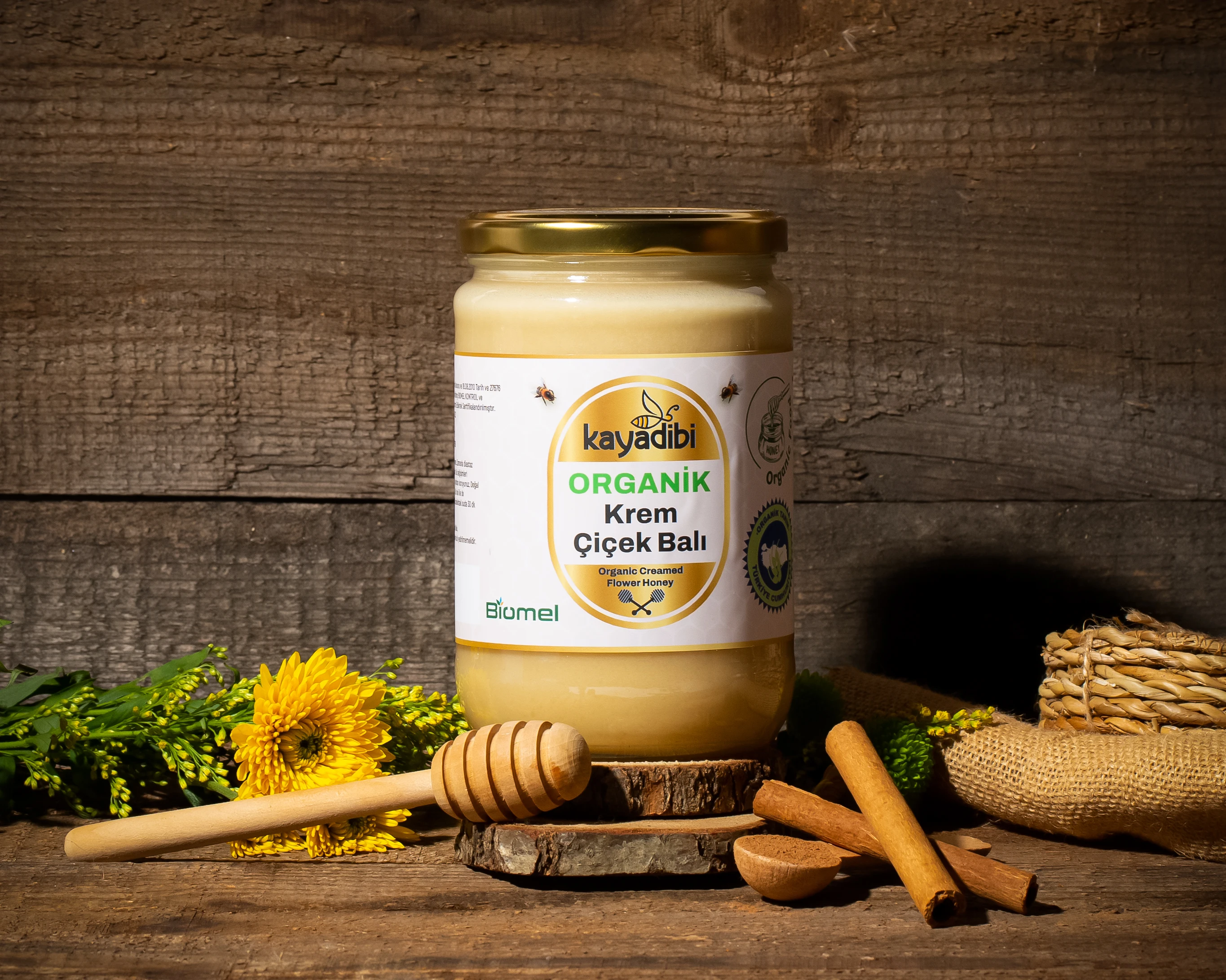 Premium Quality %100 Organic Creamed Flower Honey 850 Gr Glass Jar Natural Organic Creamed Flower Honey | HAK-KYDB