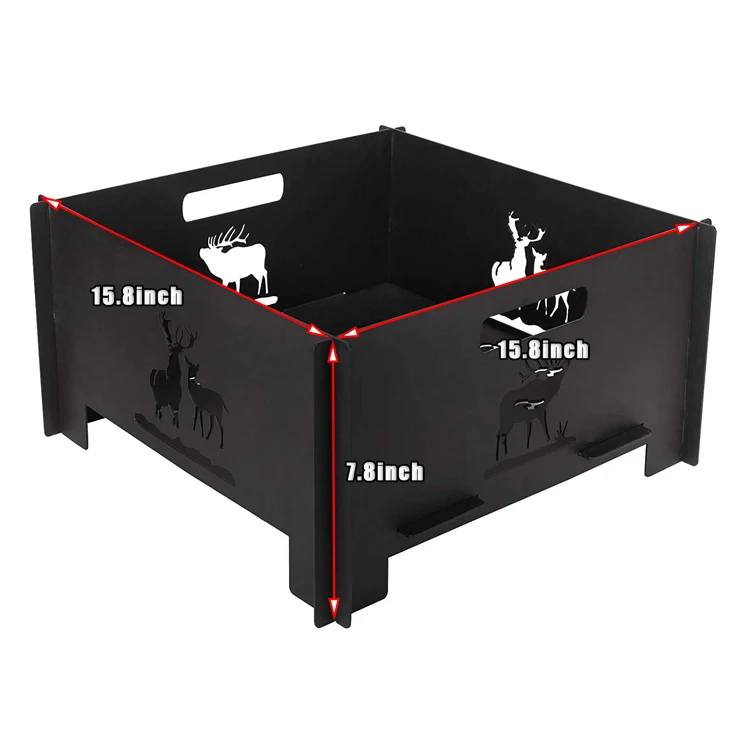 Factory wholesale 15.8 inch collapsible patio fire pit rings Outdoor camping wood burning metal fire pit liner