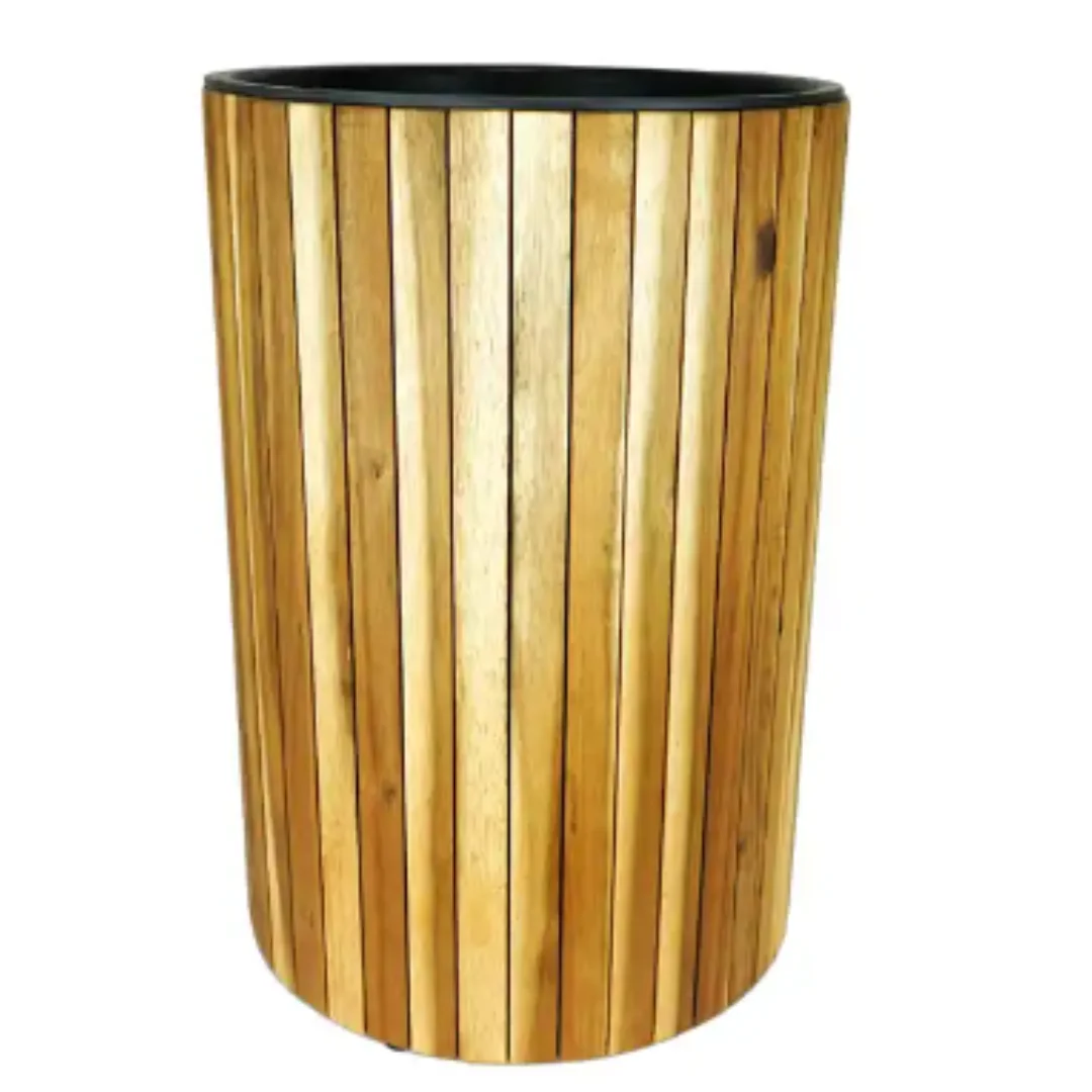 High Quality Set of Wooden Cover and Poly Flower Pots & Planters For Home Decoration Hardwood Vietnam