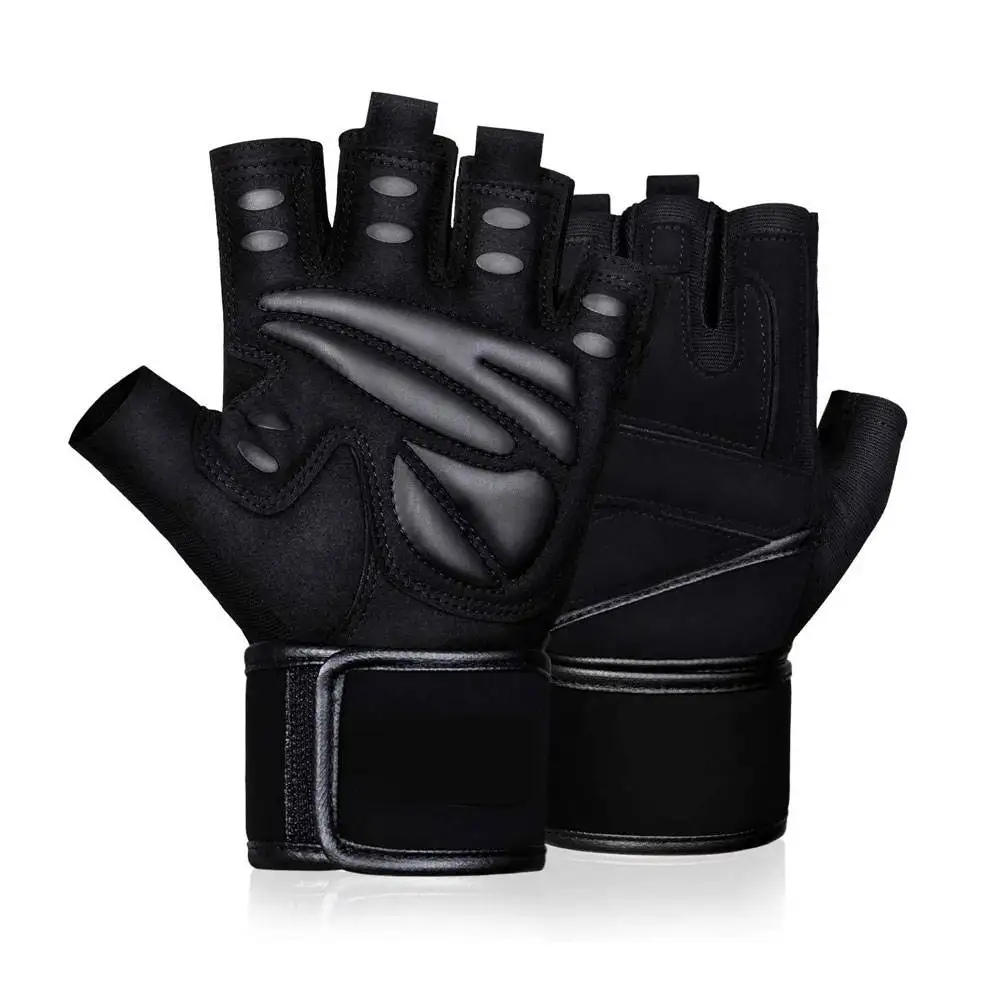Design Your Own Anti Vibration Black Color Gym Workout Exercise Lifting Gloves Good Quality Weightlifting Gloves USA