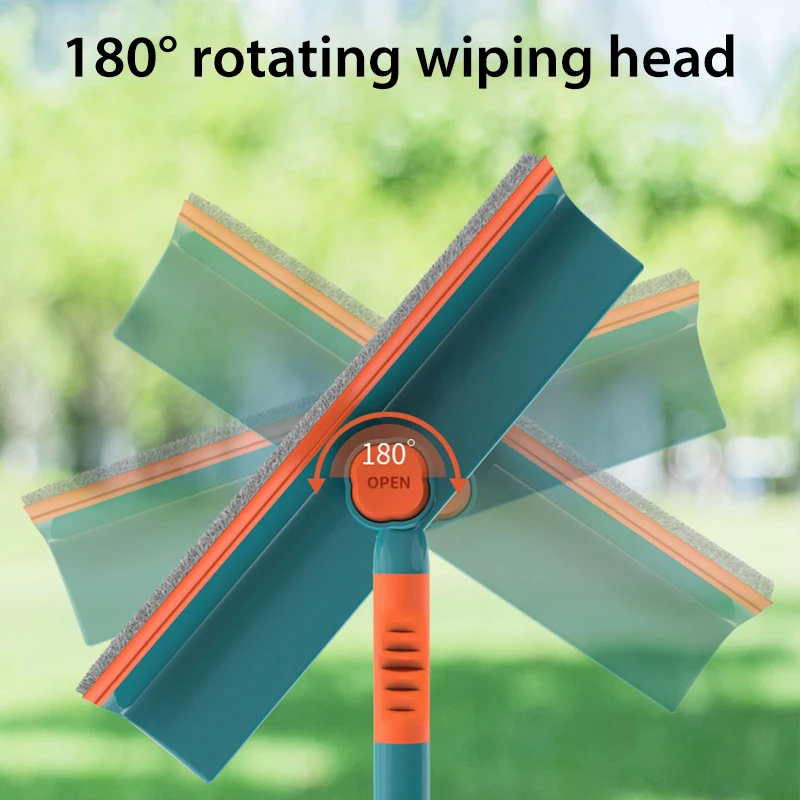 Window scraper cleaning tool  detachable double-side glass wiper with lang handle multi-purpose telescopic rod