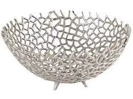 Coral Design Handcrafted Fruit Bowl Luxury Style Gold Plated Silver Nickeled Decorative Tableware Solid Metal Bowls Manufacturer