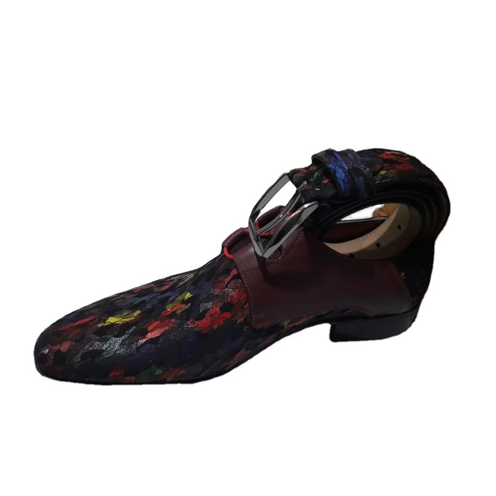 Man Dress Shoes Leather Men Shoes Made in Turkey Flower Design Leather
