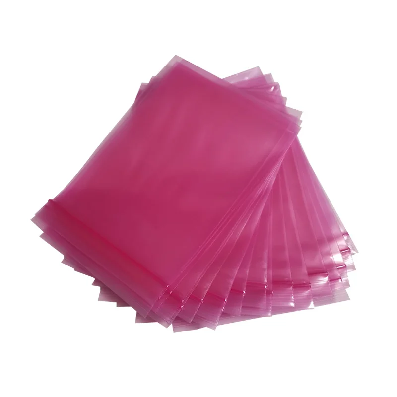 Factory Customized Static Electricity Prevention PE Plastic Bag Pink ESD Antistatic PE Plastic Poly Bag for PCB IC LED Module