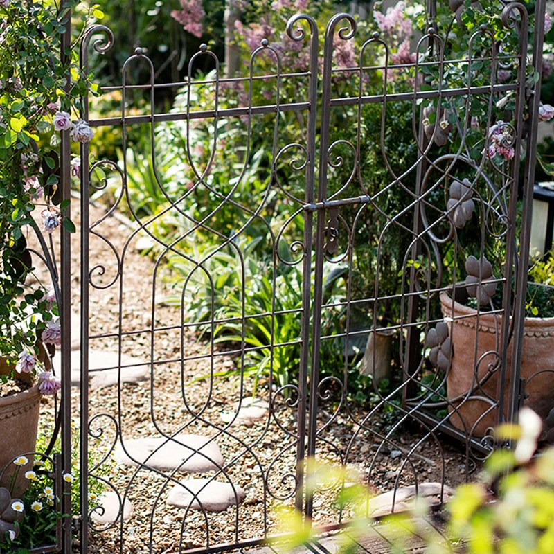 Vintage Metal Garden Arbor Trellis Climbing Plant Vine Wedding Bridal Party Lawn Decoration Outdoor Arch with Gate