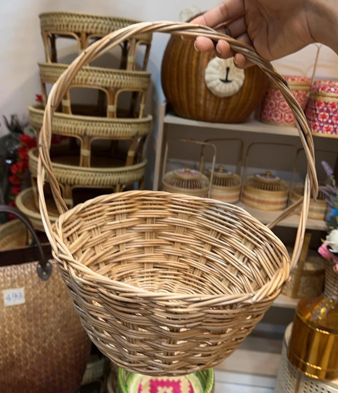 wicker basket wicker storage basket for household straw rope woven basket for storage with handle