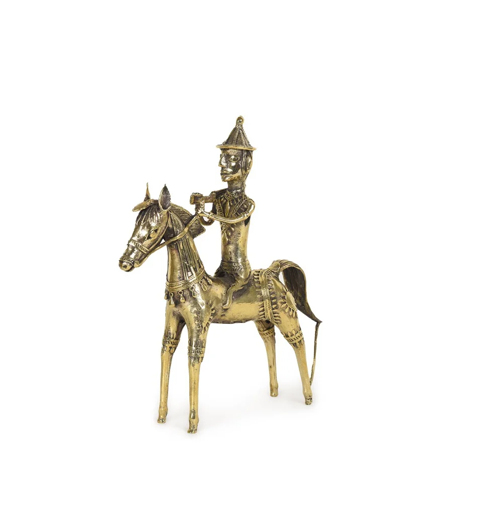 Bell metal Horse Rider  , Dhokra Art , Brass Item