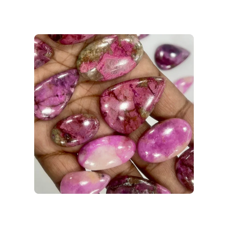Wholesale Lot of Natural Pink Cobalt Cabochon Gemstones Perfect for Jewelry Making, Bulk Export Worldwide Available