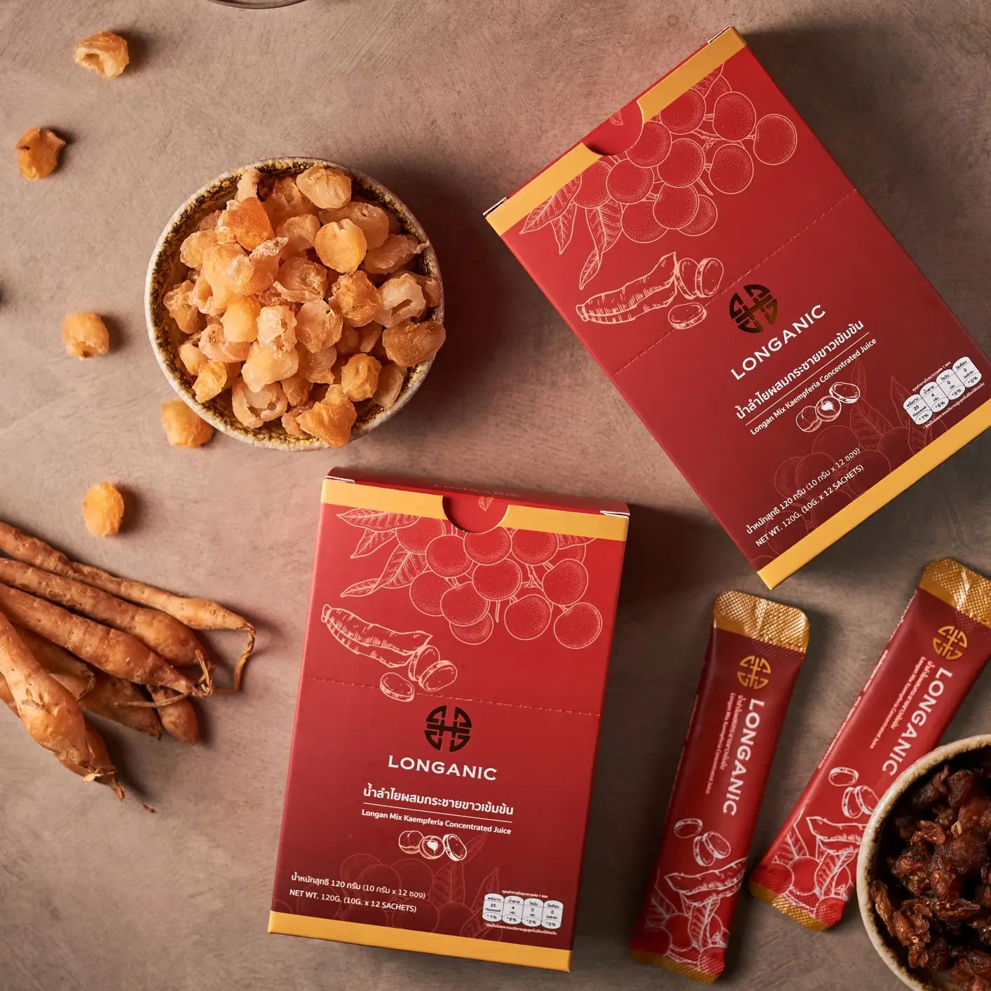 Концентрированный сок Kaempferia Longan Mix 100% органический здоровый напиток удобно потреблять и носить с собой 30 коробок/картонная