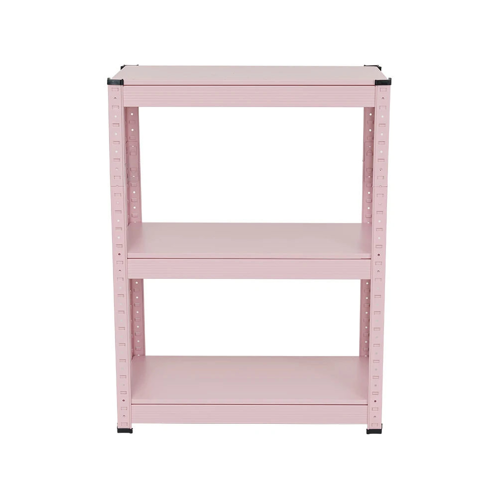 3-Tier Modern Pink Metal Rack 3-Layer Standing Type Kitchen & Warehouse Storage Shelf Iron & Steel Organizer for Living Room