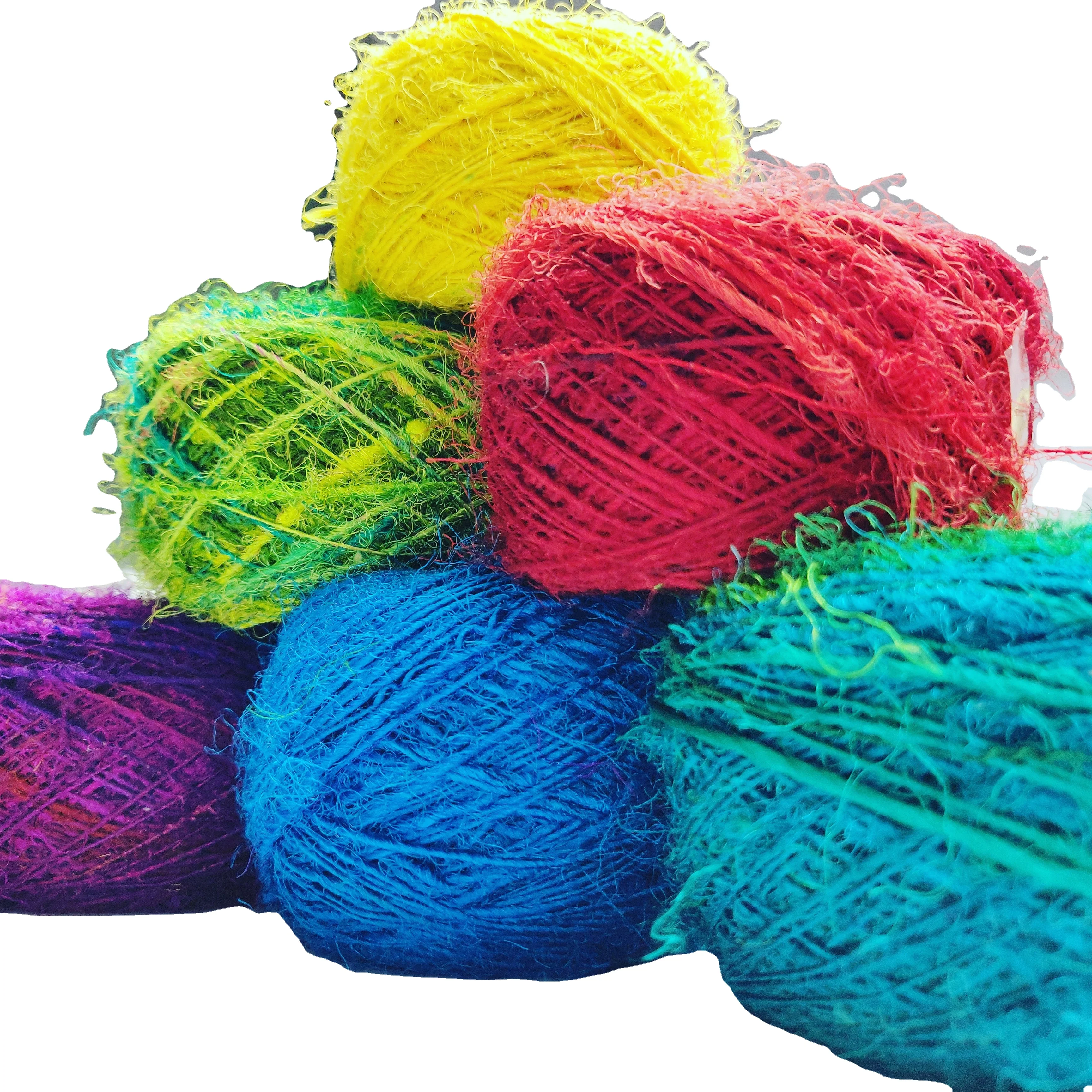 Recycled Sari silk yarn handmade sustainable eco friendly yarn for knitting crochet weaving art and craft Chunky Hand Knitting