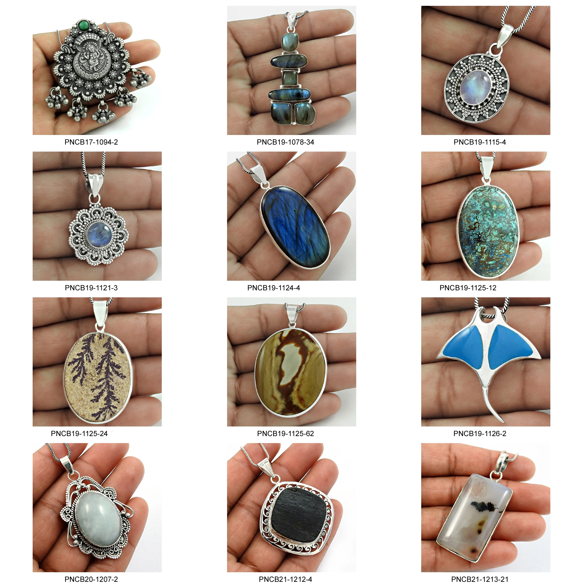 Pure 925 Sterling Silver Natural Turquoise Gemstone Ethnic Pendant Handmade Bohemian Jewelry Wholesale Factory Price Supplier