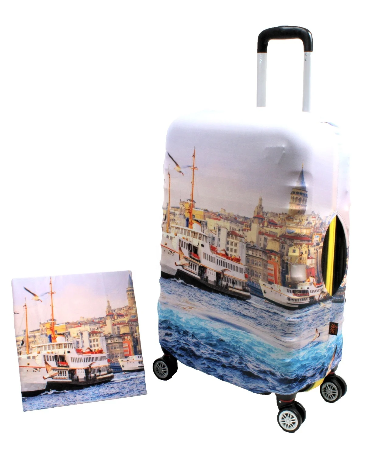 Hot Sale Custom Printed Made In Turkey Suitcase Protector Travel Luggage Cover Spandex Fabric Elastic Customized Printed Cover