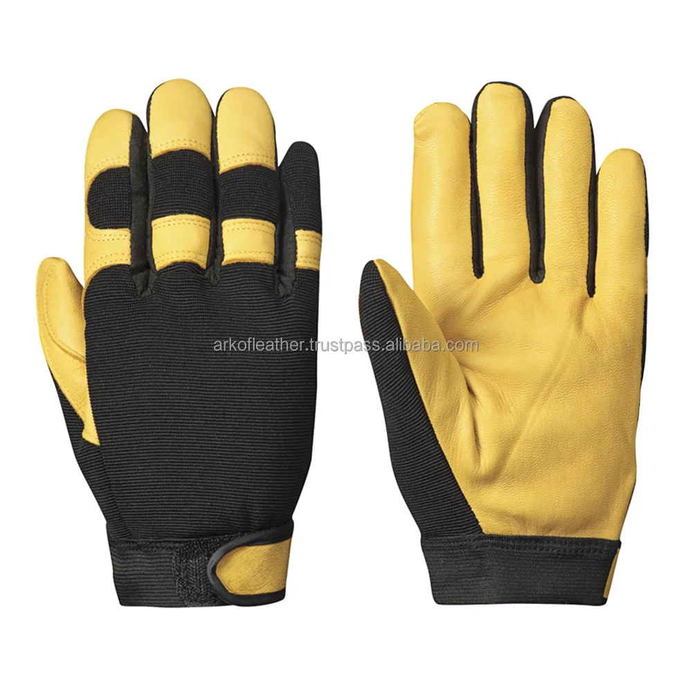 High Quality Yellow Gloves Safety Worker Mechanic Hand Protective Gloves For Men With Custom Logo And Design
