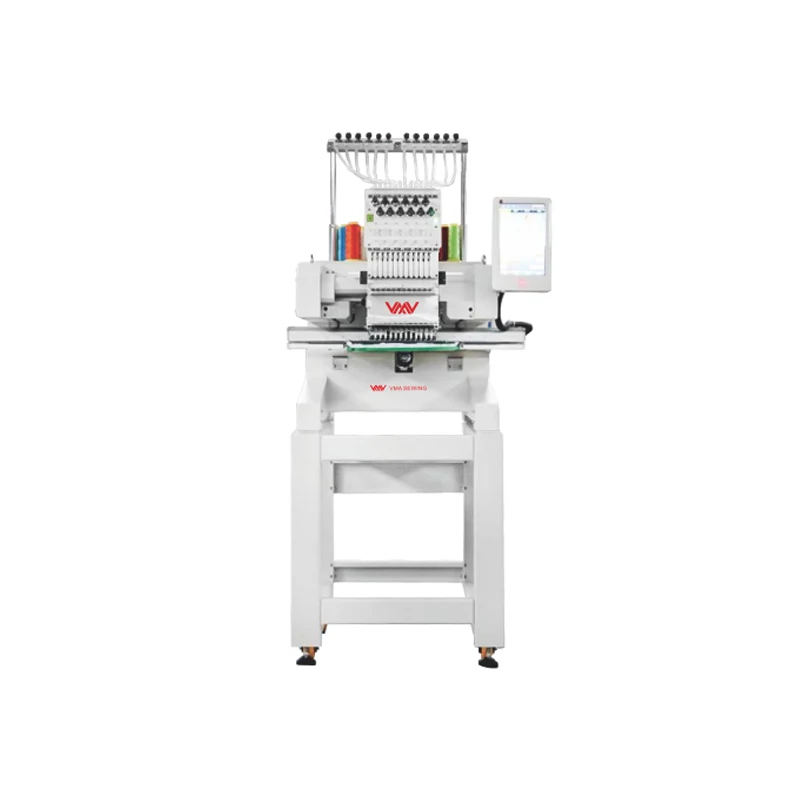 VMA 12needles single head 10 inch touch screen cap t shirt flat fabric multi-function embroidery machine computerized
