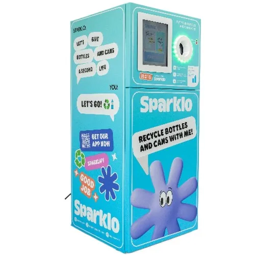Creative smart RVM Sparklomat recycling machine for plastic bottles and aluminum cans