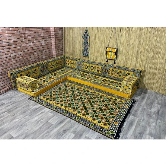 Double Set Ottoman Afghan Arabian Bar Nomad Yoruk Oriental Corner Sofa Set