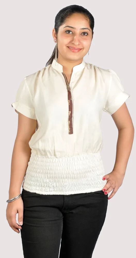 Top and dresses design,varieties pure cotton solid color professional wear sleeve shirts for women casual plain cotton top