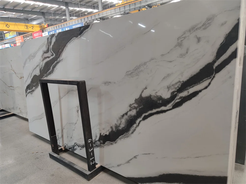 Elegant porcelain marble glossy slab sintered stone tile bedroom on sell