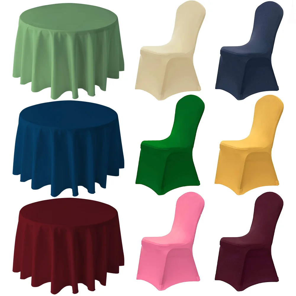 wholesale cheap custom fitted round tablecloth polyester white wedding table cloth