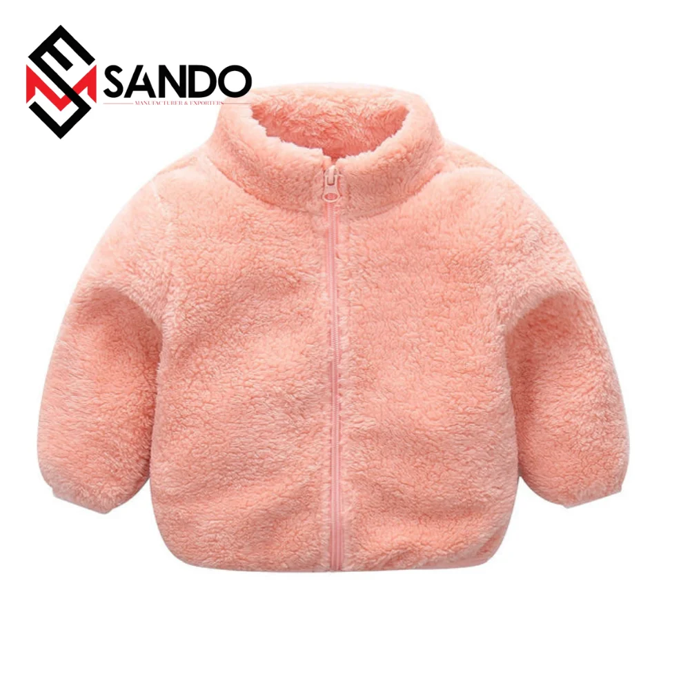 Custom logo Baby winter jackets Toddler baby clothes Zip Solid Warm Thick Fleece Coat Soft Winter Outerwear Kid Clothes