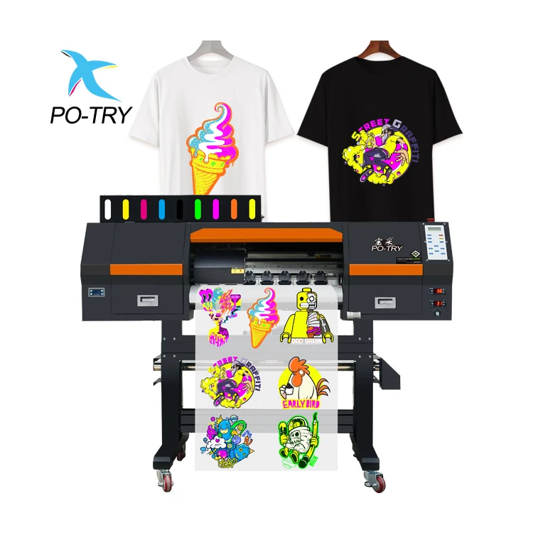 po-try 60cm 600mm Roll to Roll  dtf heat transfer 3 heads fluorescent 60cm digit printer