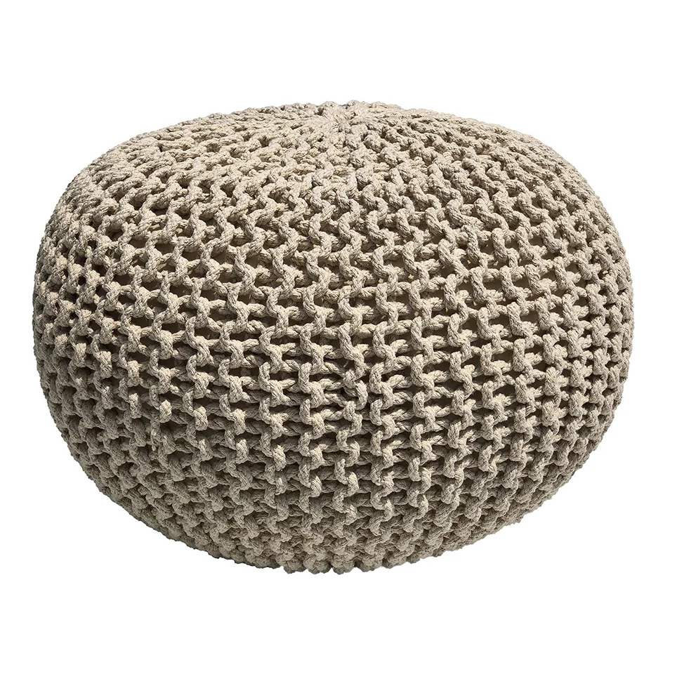 Handmade customized Square Sitting Pouf cover cotton macrame rope pouf cover Manufactured by India