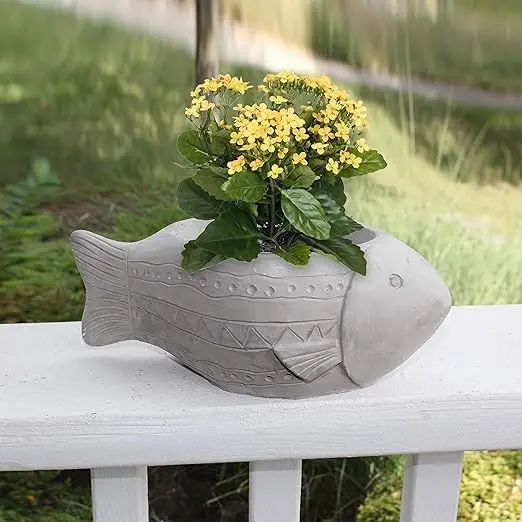 Planters Set of 3 Fish Boat and Wave - Small Pots for Succulents or Flowers