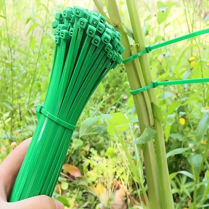 100pcs 13CM Pe Adjustable Plant Garden Green Gardening Cable Tie Fixing Planting Care Potted Plants Wrapping Shelf