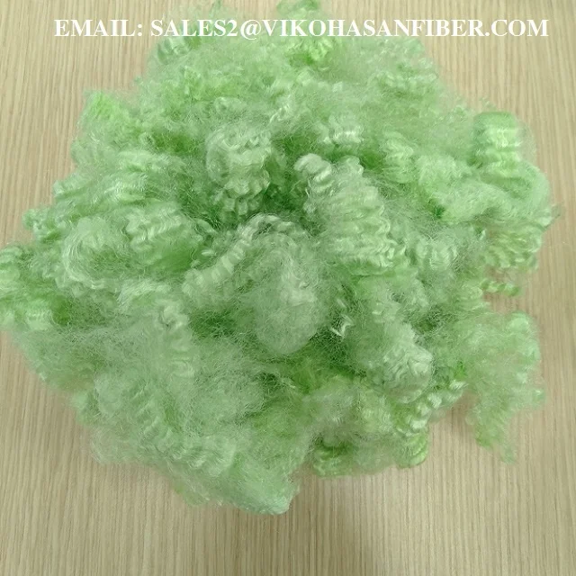 100% Polyester Staple Fiber 15D HS Green A grade Vikohasan Manufacturer and synthetic fiber and GRS recycled polyester fibre