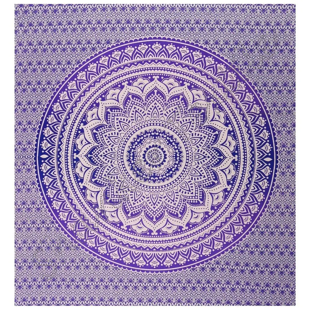 100% Cotton Peacock Mandala Tapestry Cotton Ombre Mandala Tapestry Wall Hanging Indian Hippie Dorm Tapestries Bedspread Ethnic