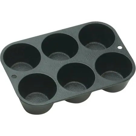 Pre-seasoned Cast Iron Cake Pan for Baking Biscuits - Mini Cake Pan (6 Cups Muffin Pan), Cast Iron Baking Cookware, Black