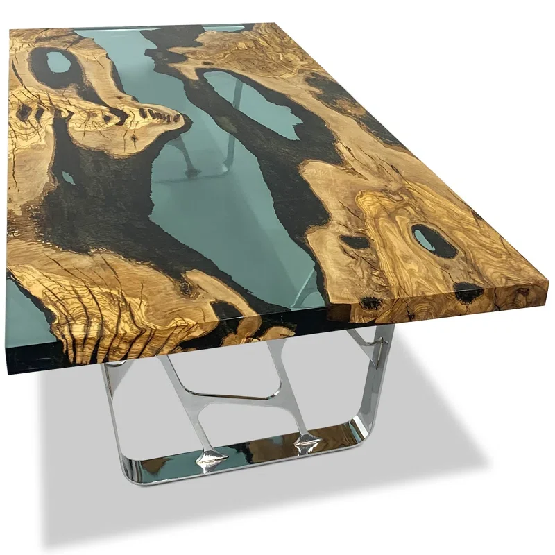 Wooden Coffee Table In Metal Stand In Customized Design And Color Made For Living Room And Hotel Usage