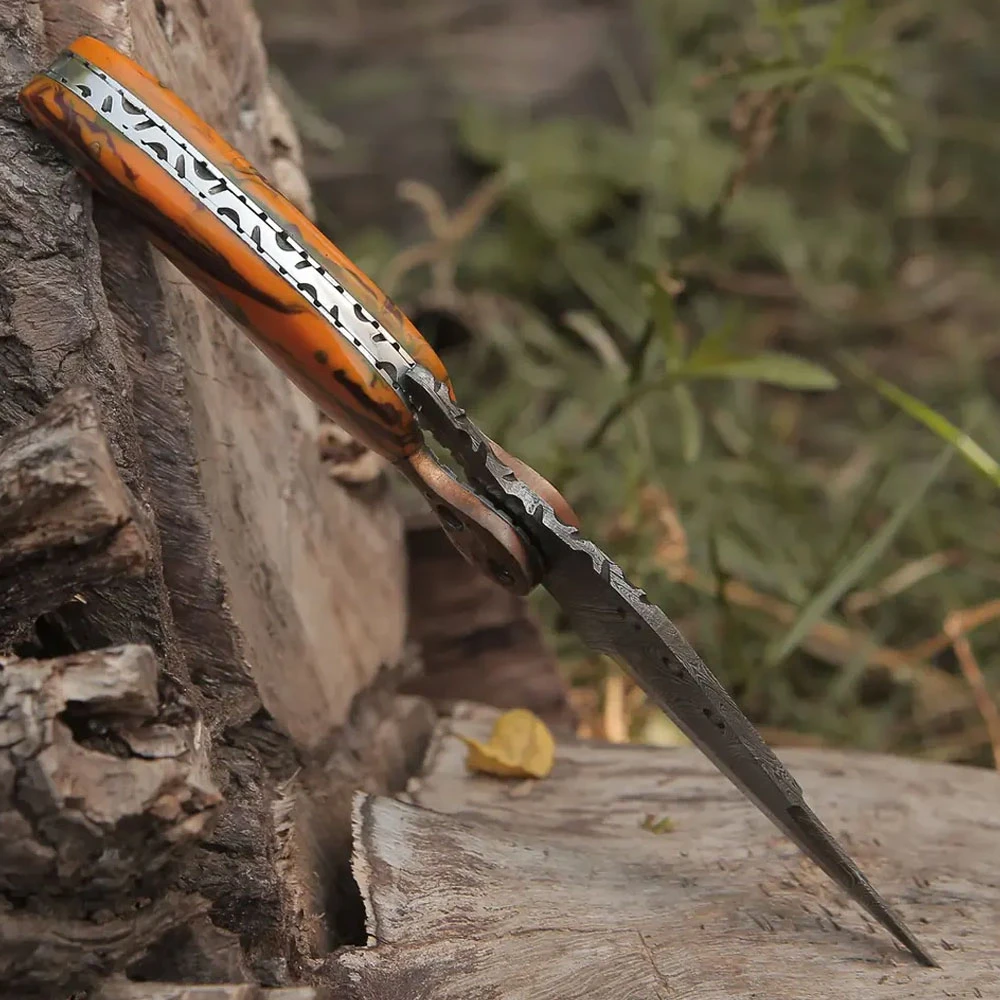 Customized Outdoor New Camping Folding Knife Multifunctional Foldable Knife with Leather Cover at cheap price OEM Service