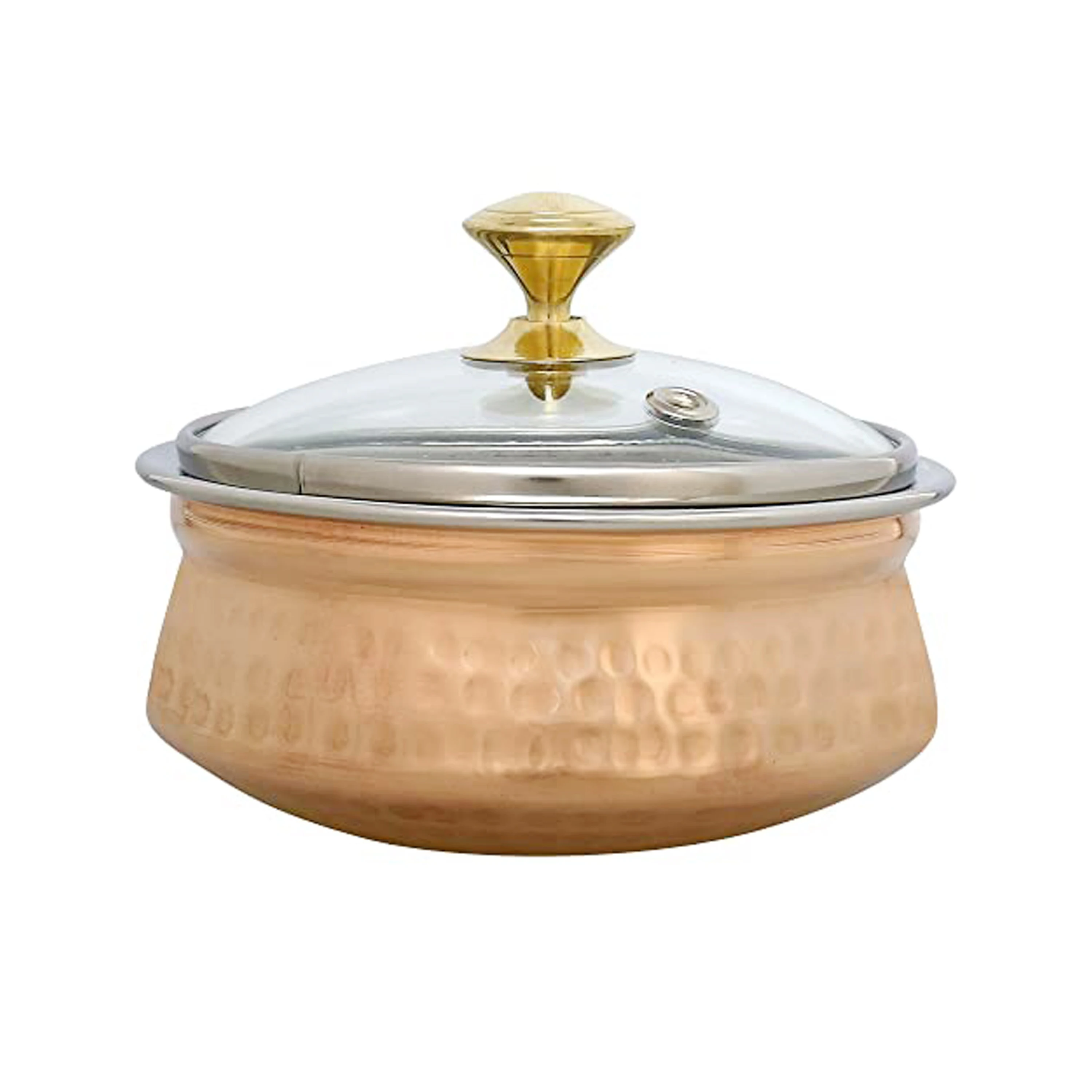 Handmade Set Of 3 Nickel And Gold Plated Hotpots For Food Equipment Multi-functional Hotpot By Made In India