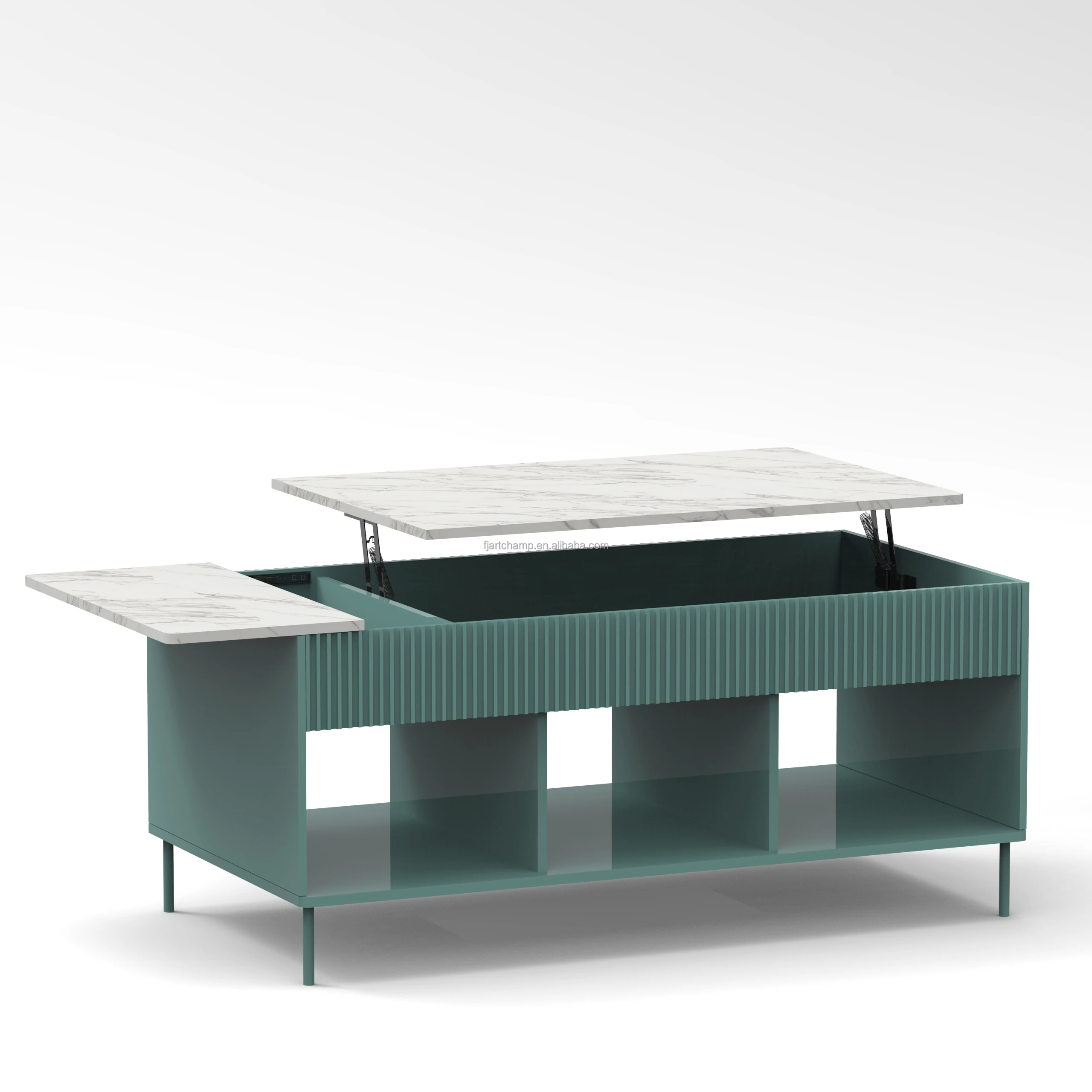 panel furniture wooden green painted white marble modern furniture table coffee