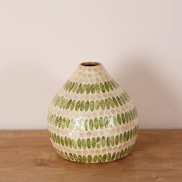 Handmade Mother of pearl Flowers Vase Table Decorative Seashell Vases Cylinder vase in living room or bedroom