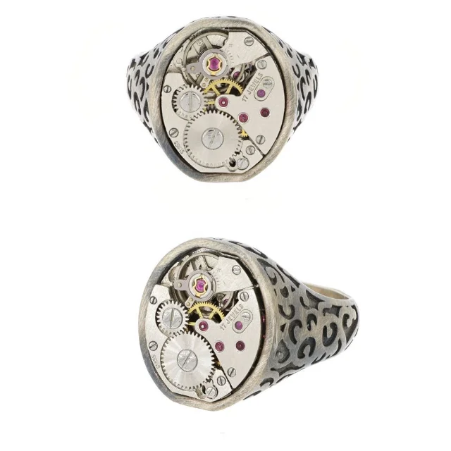 Luxury Fashion Women Jewelry Signet Silver Ring With Pink Precious Gem Original Steampunk Made In Italy