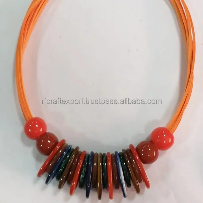Luxury fashion resin necklace handmade high quality decorative necklace Multi color resin beads High Polished by RF Crafts